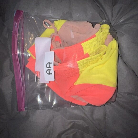 NEW House of CB Margot Women Size Medium Pants Beach Wide Leg Yellow Neon Coral - Picture 11 of 12